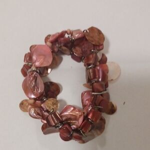Source Unknown Coral Colored Shell Bracelet